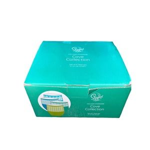 Steeped Tea Cove Collection Set 4 6.1 oz Teacups New Open Box Blue Green Cups